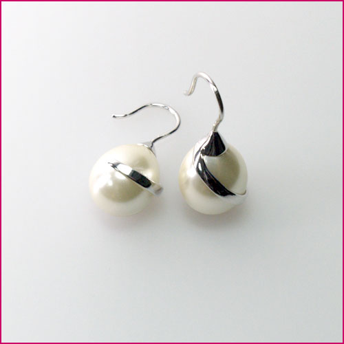 925 Silber Ohrhänger mit synthetischer Perle