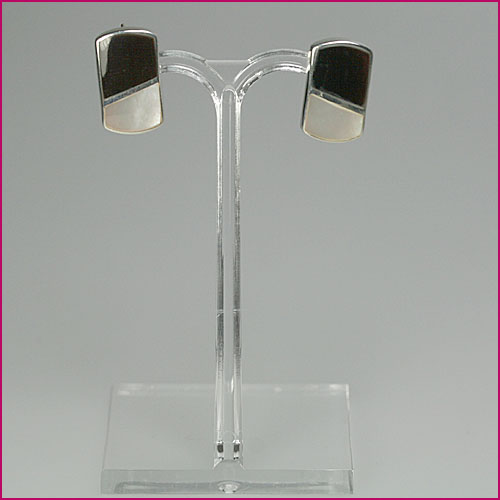 925 Silber Ohrstecker mit Onyx und Perlutt