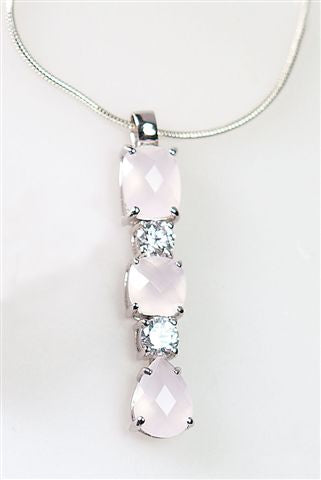 925 Silber Anhänger mit Rosa und Weißem Zirkonia