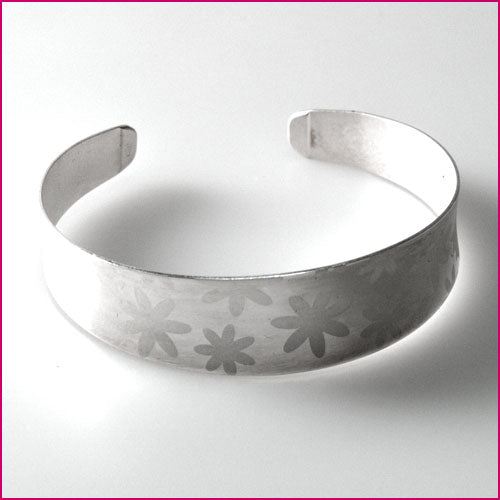 925 Silber Armreif mit Blumenmotiv