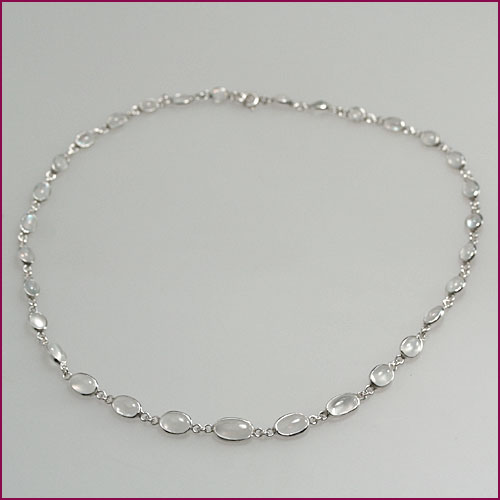 925 Silber Collierkette mit Mondstein