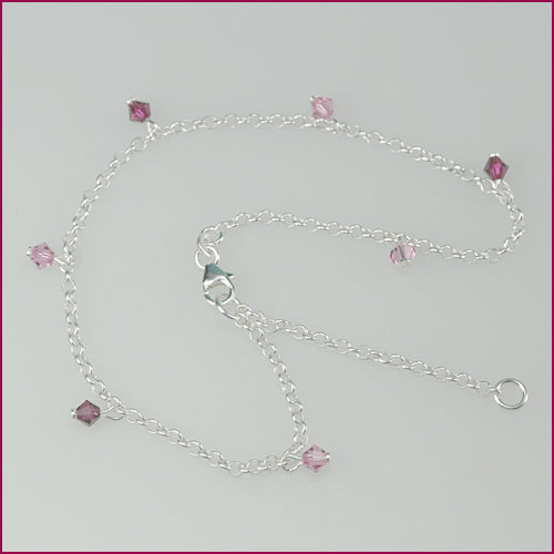 927 Silber Fußkette mit Swarovski