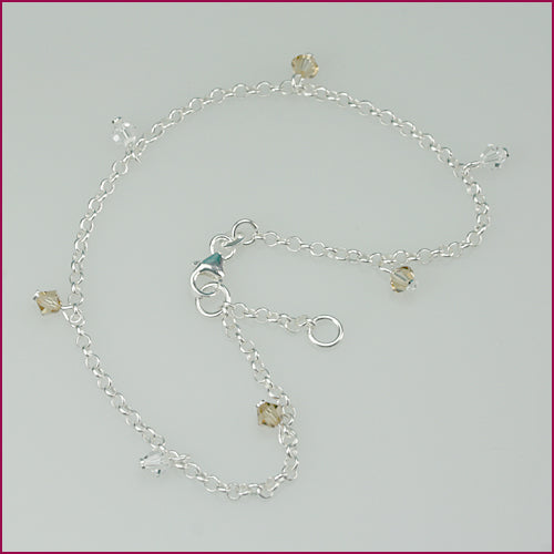 925 Silber Fußkette mit Swarovski