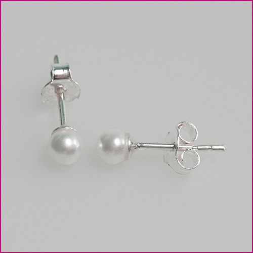 925 Silber Ohrstecker mit synthetischer Perle