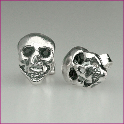 925 Silber Ohrstecker mit Zirkonia Totenkopf