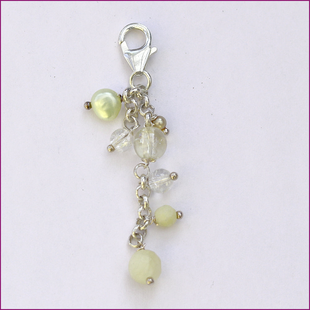 Charm Anhänger mit Murano-Glaskugeln und Achat