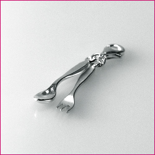 925 Silber Anhänger mit mit Messer und Gabel