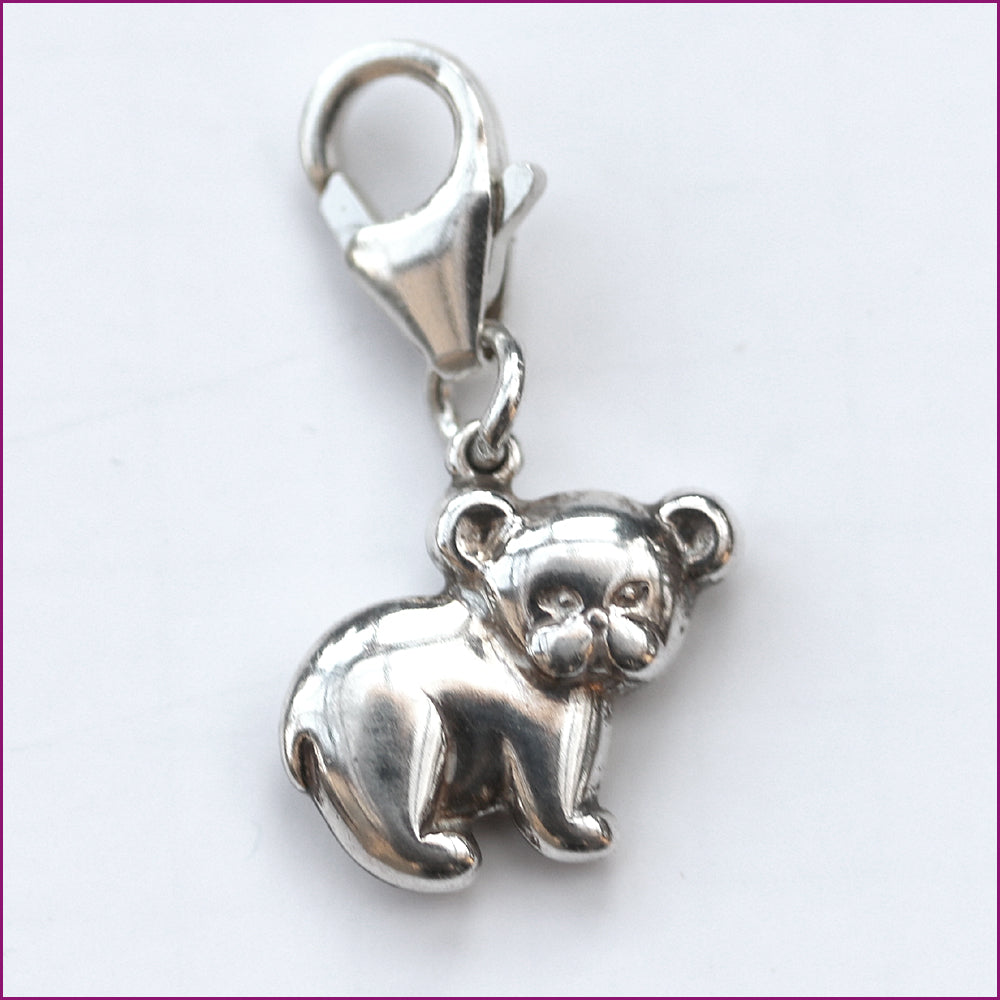925 Silber Charm Anhänger Nordlichtbär mit Karabiner