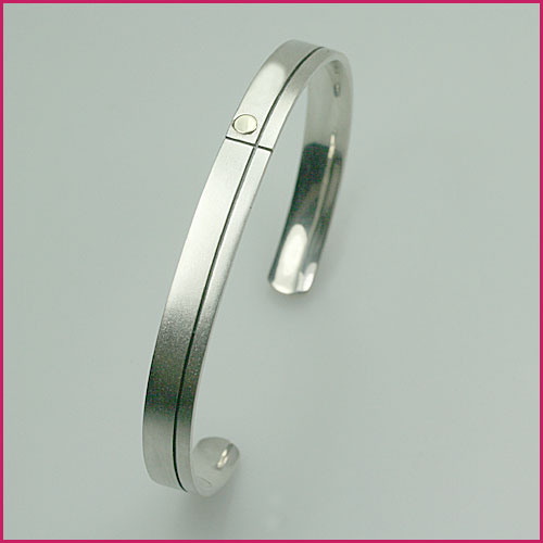 925 Silber Armreif mit Goldapplikation