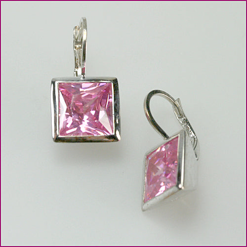 925 Silber Ohrhänger mit Rosa Zirkonia