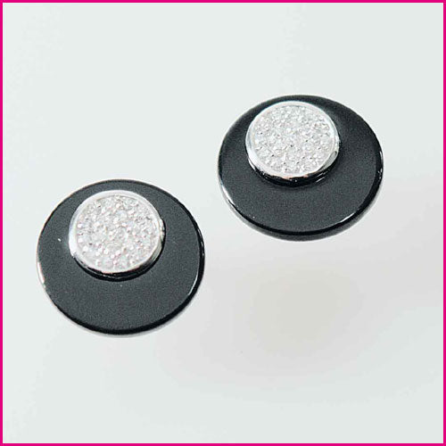 925 Silber Ohrstecker mit Onyx und Zirkonia