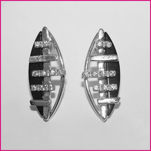 925 Silber Ohrstecker mit Onyx und Zirkonia