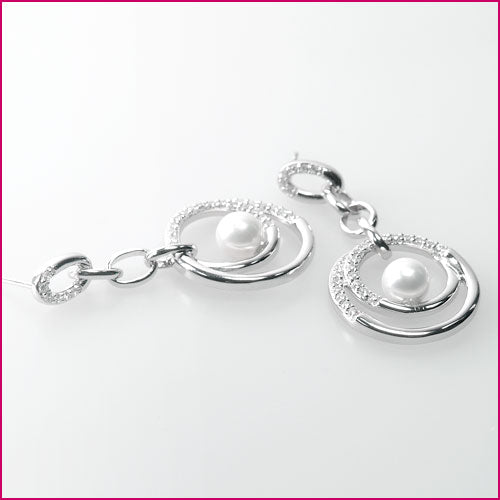 925 Silber Ohrstecker mit Zirkonia und synthetischen Perlen