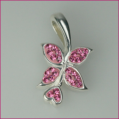 925 Silber Anhänger mit Blumenmotiv & Swarovski