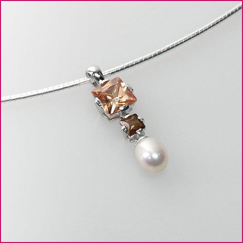 925 Silber Anhänger mit Süßwasserperle und Zirkonia