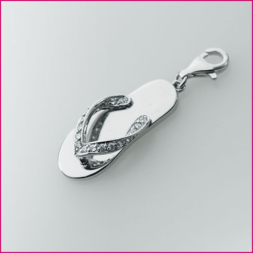 925 Silber Anhänger Flip-Flop mit Weißem Zirkonia
