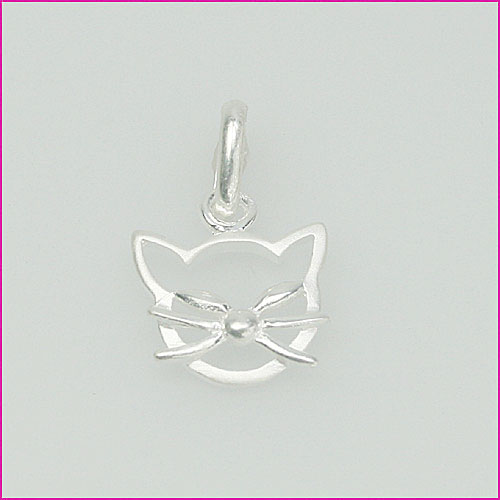925 Silber Anhänger mit Katzenkopf-Motiv