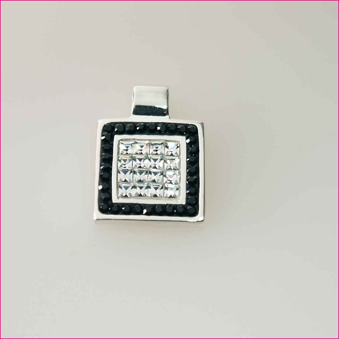 925 Silber Anhänger mit Swarovski-Steinen in weiß und schwarz