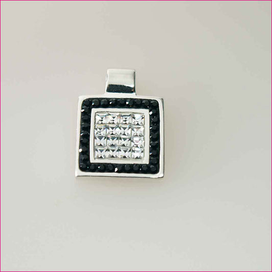 925 Silber Anhänger mit Swarovski-Steinen in weiß und schwarz