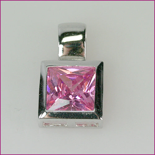 925 Silber Anhänger mit Rosa Zirkonia