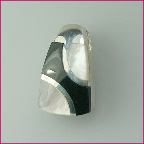 925 Silber Anhänger mit Onyx und Perlmutt