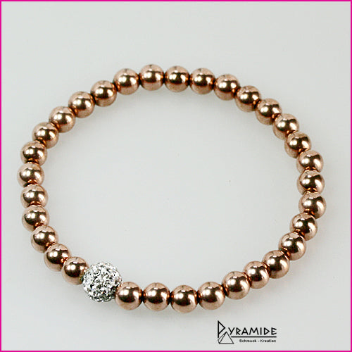 Edelstahl Armband rose-vergoldet mit Kristallsteinen