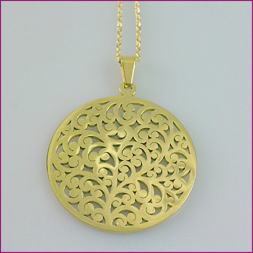 Edelstahl Collierkette mit Blumenmotiv