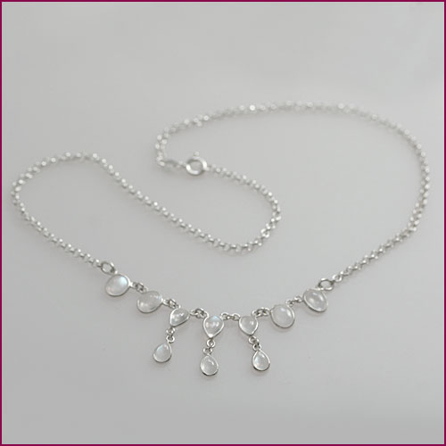 925 Silber Collierkette mit Mondstein