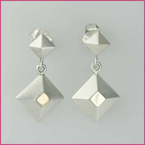 930 Silber Ohrhänger mit Goldapplikation