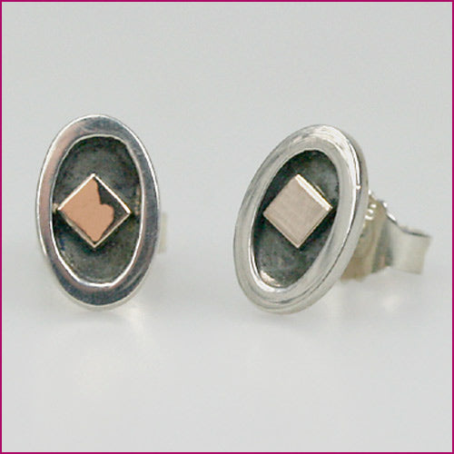 926 Silber Ohrstecker mit Gold Applikation