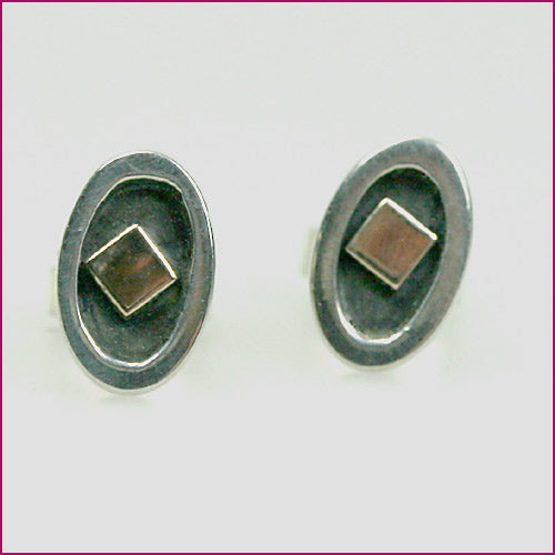 925 Silber Ohrstecker mit Gold Applikation