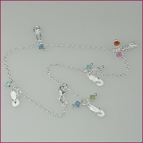928 Silber Fußkette mit Swarovski
