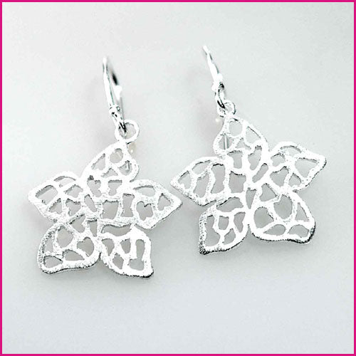 925 Silber Ohrhänger mit Blumenmotiv
