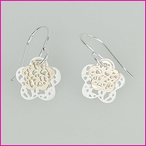 925 Silber Ohrhänger mit Blumenmotiv