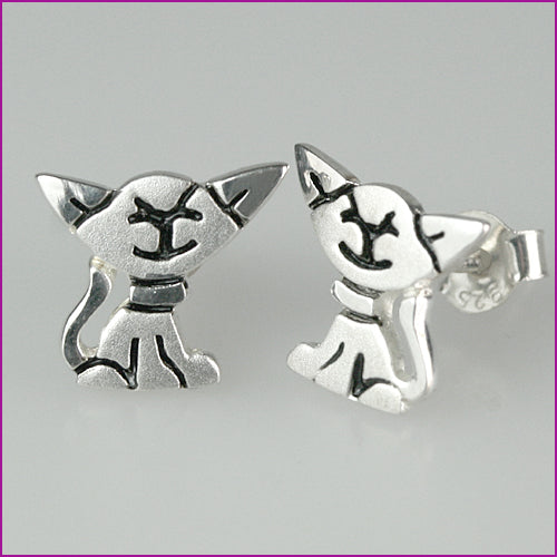 925 Silber Ohrstecker Katze