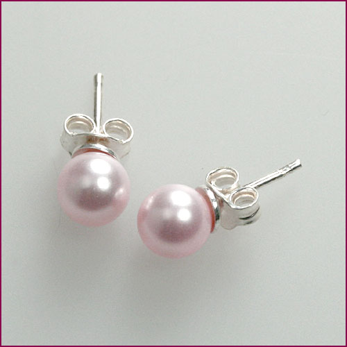 925 Silber Ohrstecker mit synthetischer Perle