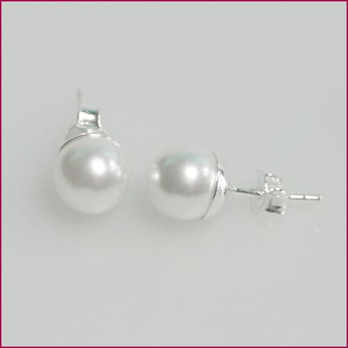925 Silber Ohrstecker mit synthetischer Perle