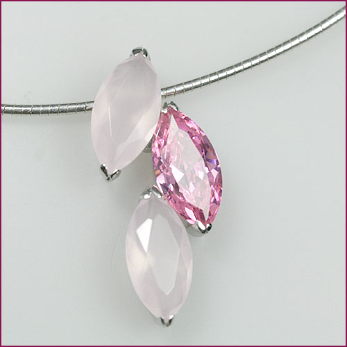 925 Silber Anhänger mit Rosa Zirkonia