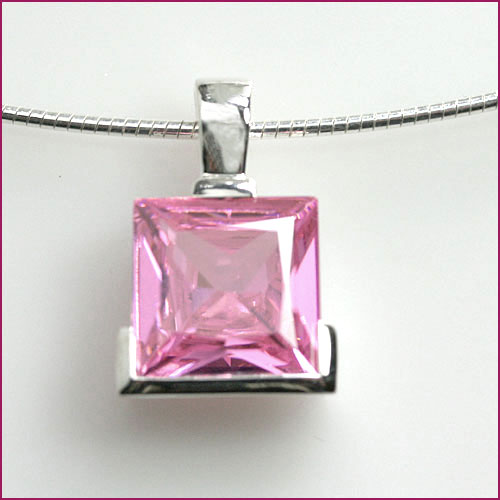 925 Silber Anhänger mit Rosa Zirkonia