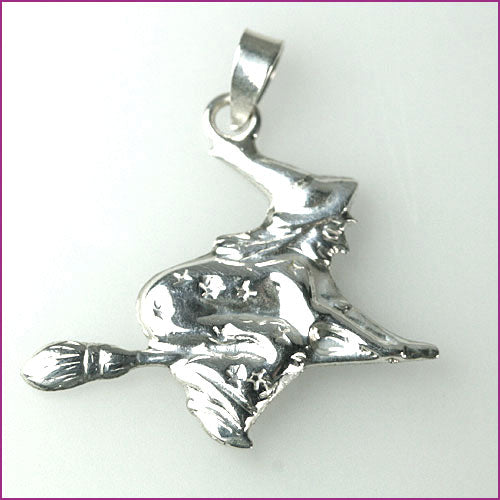 925 Silber Anhänger Hexe mit Sternenmantel