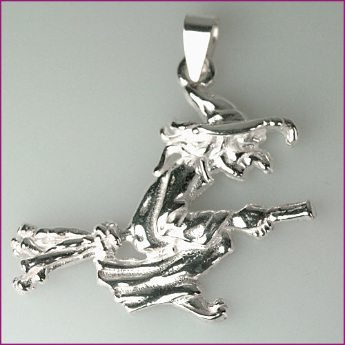 925 Silber Anhänger mit Hexen-Motiv