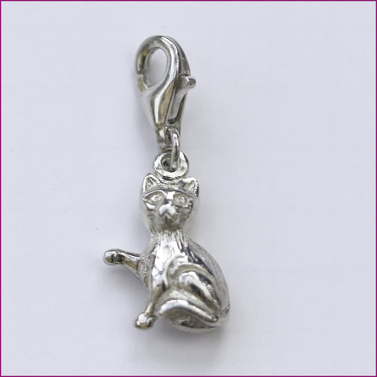925 Silber Anhänger Katze plastisch