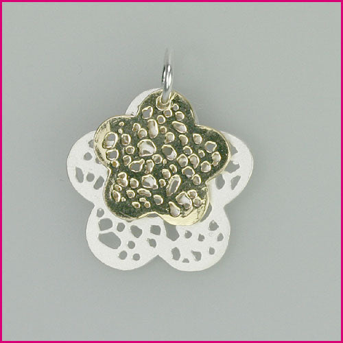 925 Silber Anhänger mit Blumenmotiv