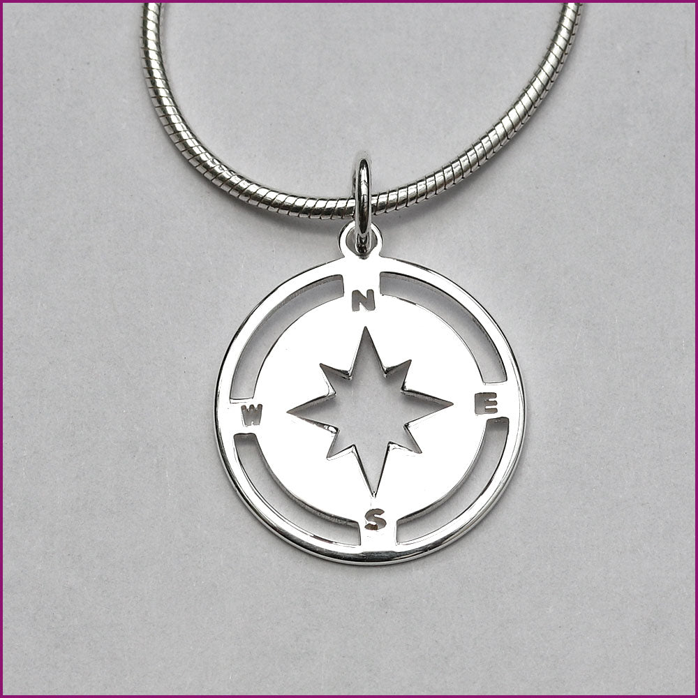 925 Silber Anhänger mit Windrose-Motiv