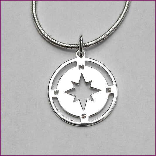 925 Silber Anhänger mit Windrose-Motiv