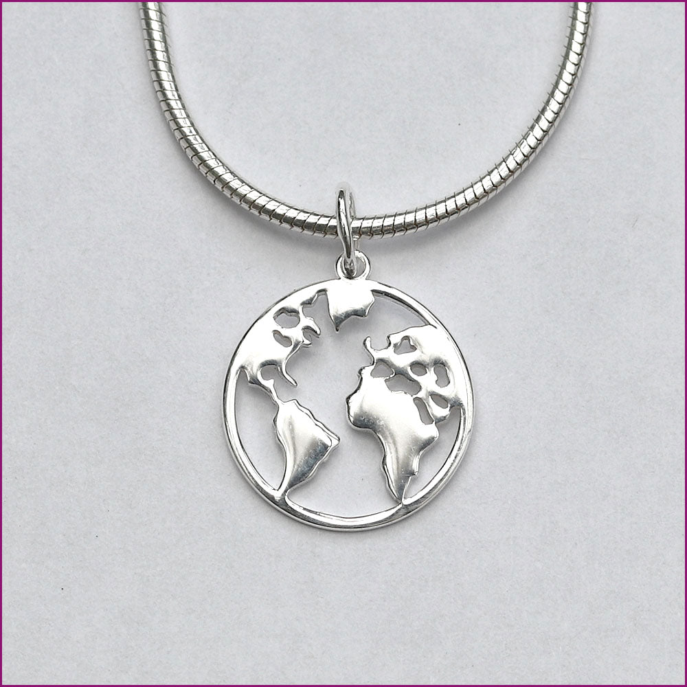 925 Silber Anhänger mit Globus-Motiv