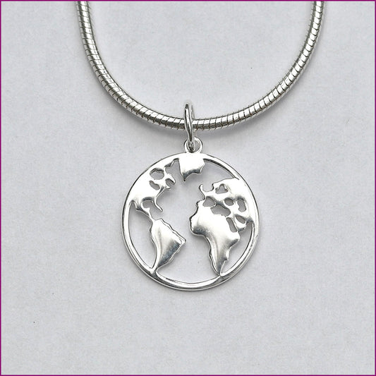 925 Silber Anhänger mit Globus-Motiv
