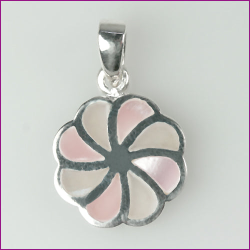 925 Silber Anhänger mit Blumenmotiv & Perlmutt