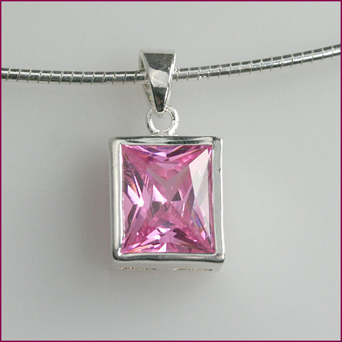 925 Silber Anhänger mit Rosa Zirkonia