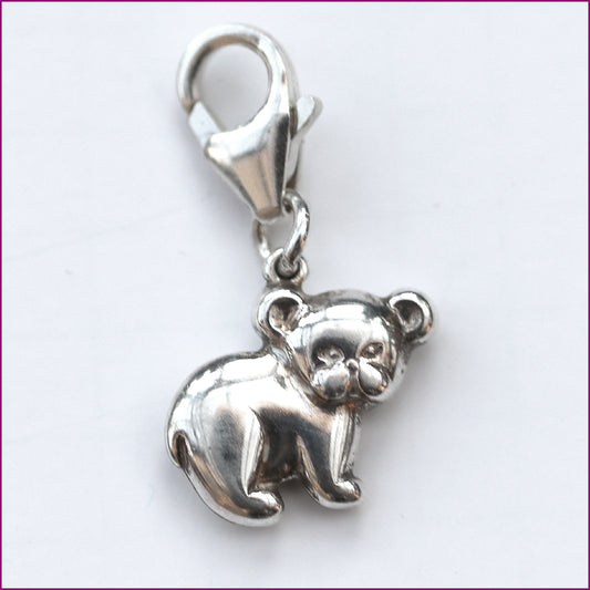 925 Silber Charm Anhänger Nordlichtbär mit Karabiner